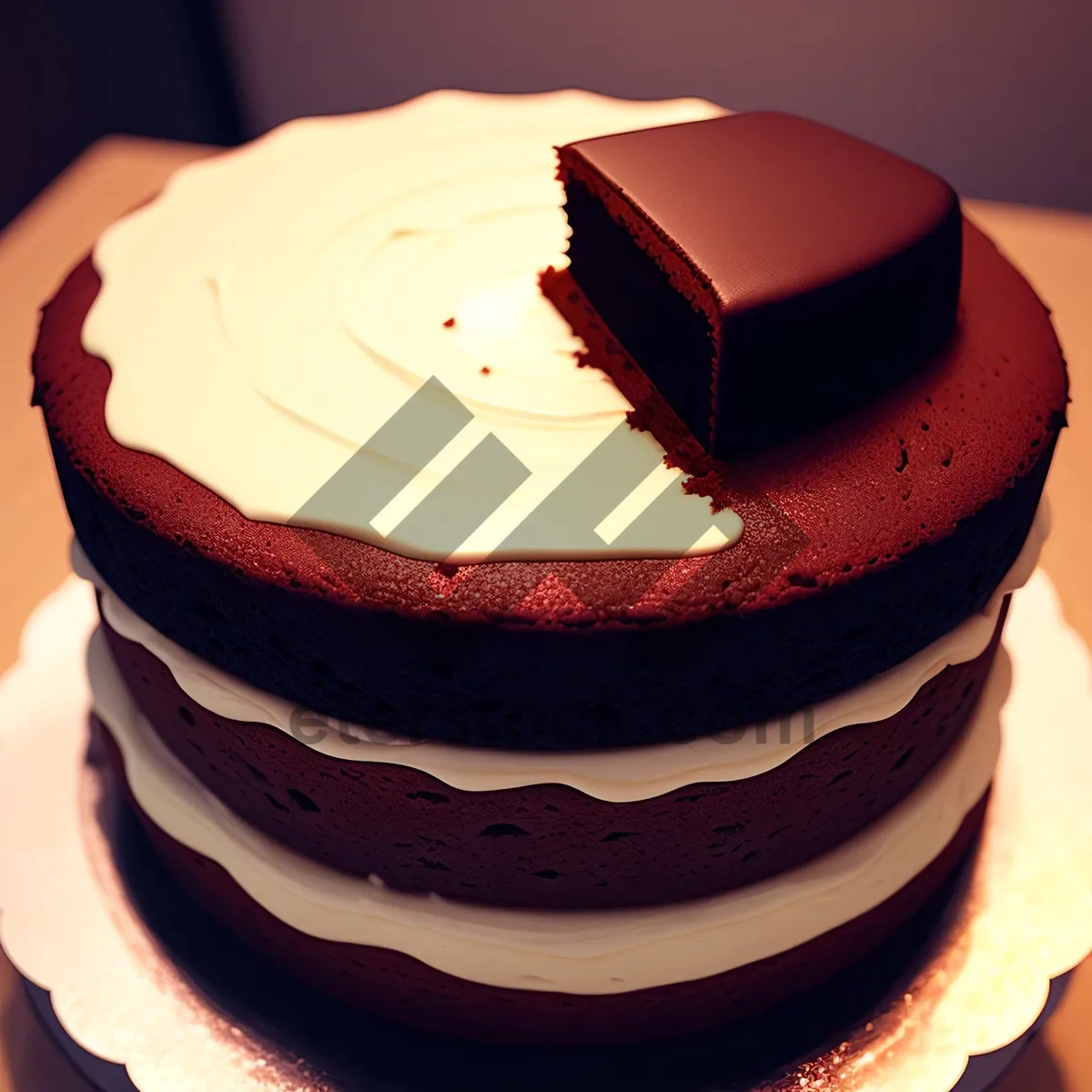 Picture of Delicious birthday cake with fresh fruit and cream