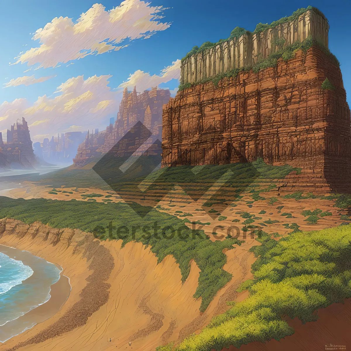 Picture of Sandstone Fortress in Canyon: Majestic Desert Defense