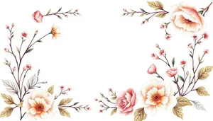 Vintage Floral Retro Design with Pink Swirls