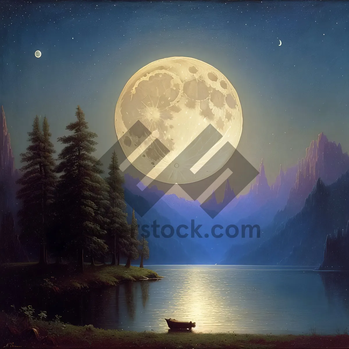 Picture of Night Sky with Moon and Stars