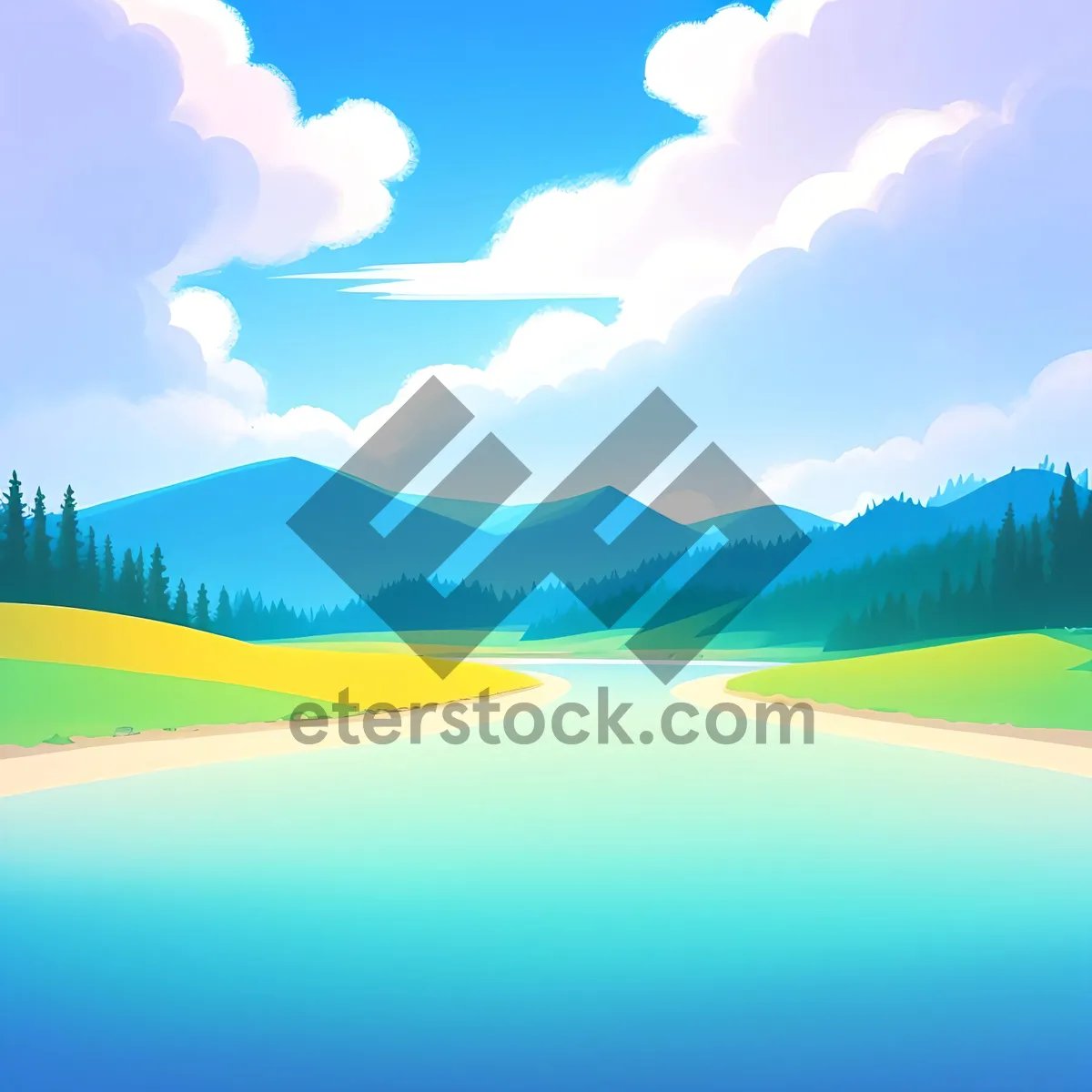 Picture of Vibrant Summer Sky Over Countryside Landscape