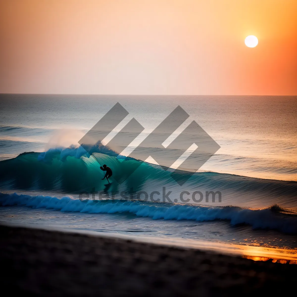 Picture of Waves at Dusk: Serene Tropical Sunset Reflection