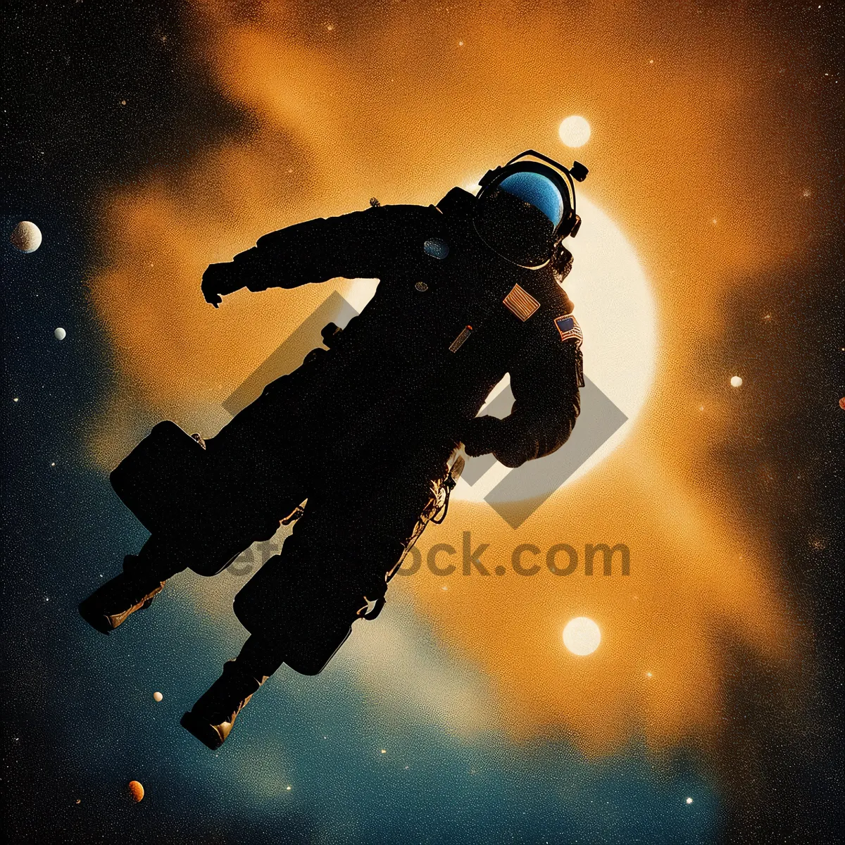 Picture of Night sky swimmer among stars in galaxy.