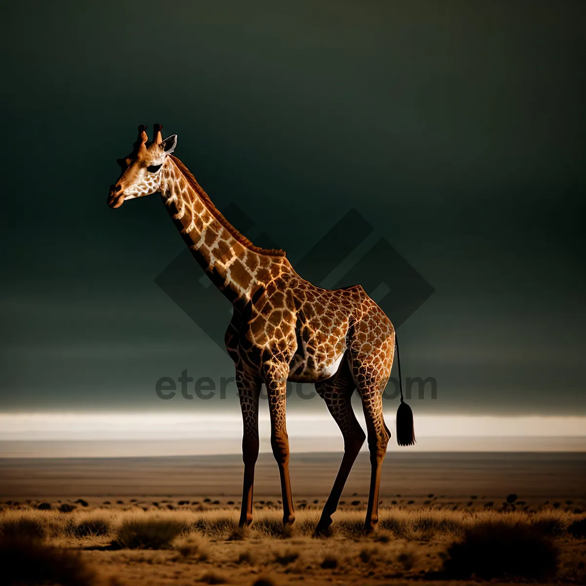 Picture of Graceful Giraffe Roaming Serengeti's Vast Wilderness