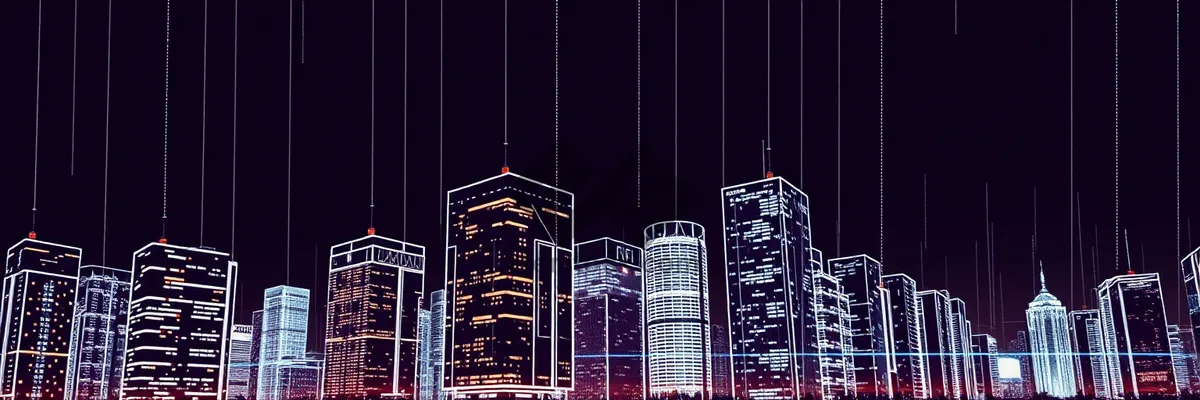 Picture of Modern Night Skyline of Financial District Towers