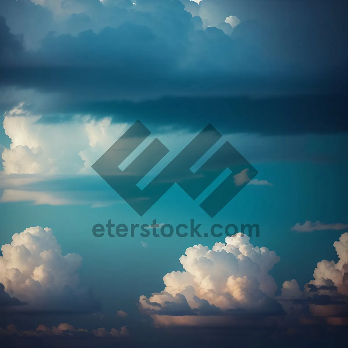 Picture of Vibrant Summer Sky with Fluffy Clouds