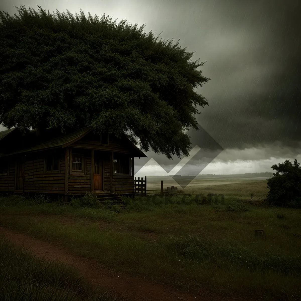 Picture of Rural Thatched Roof Overlooking Serene Countryside