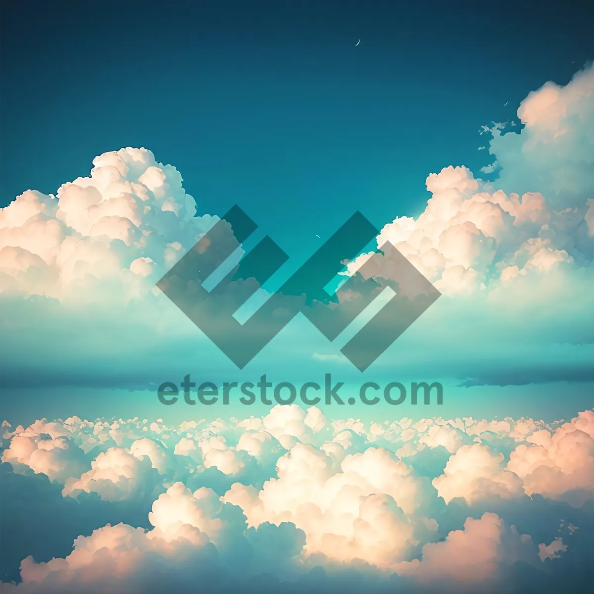 Picture of Vibrant Summer Sky with Fluffy Clouds