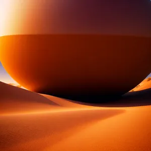 Sunset Over Desert Dunes: Celestial Light Shining on Graphic Fractal Landscape