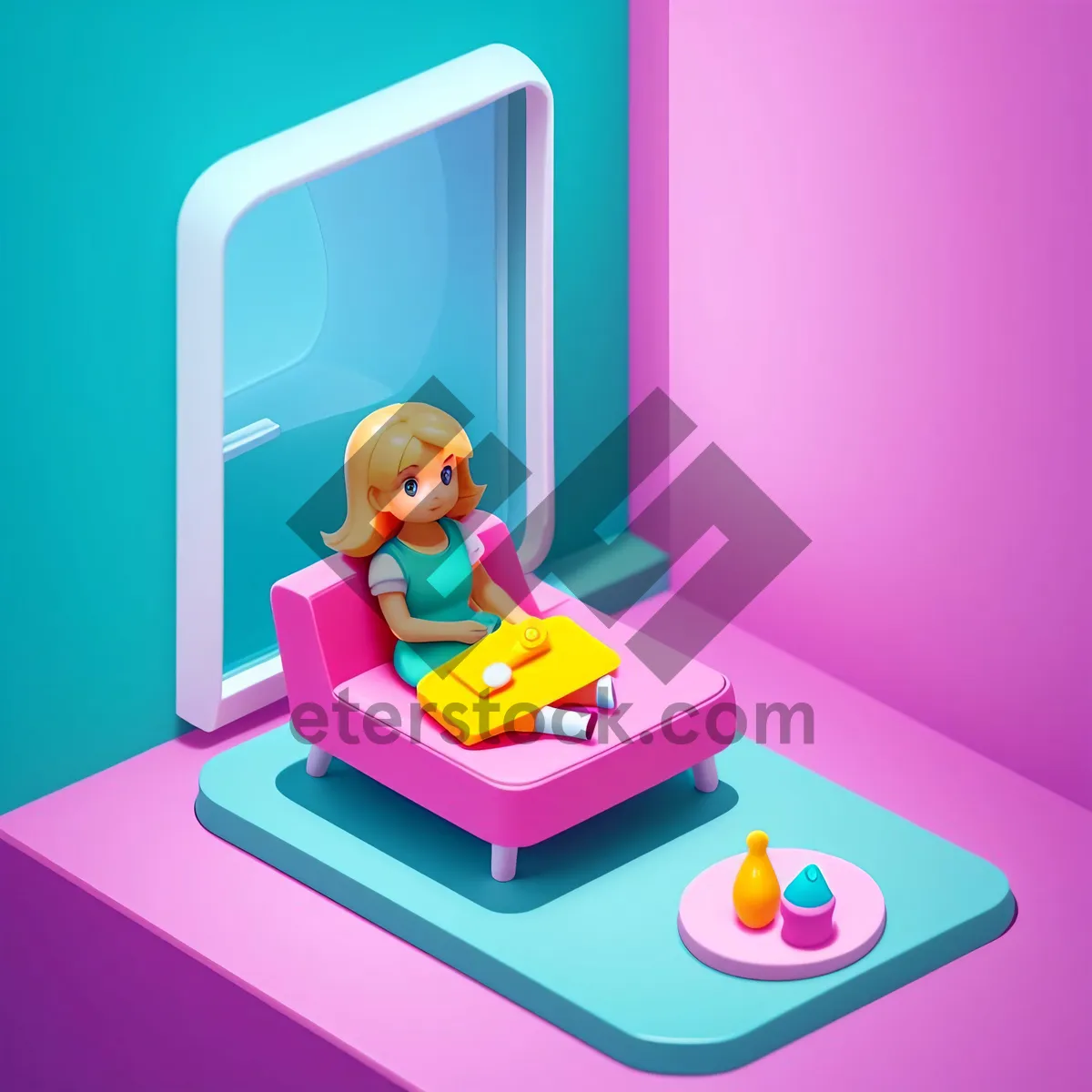 Picture of Playful Child in Cartoon Frame