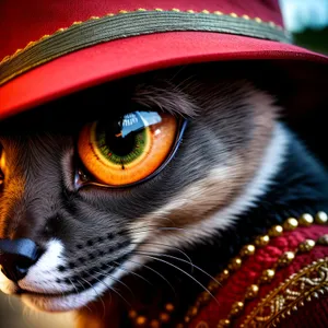 Cute Kitty with Whiskers sporting a Sombrero