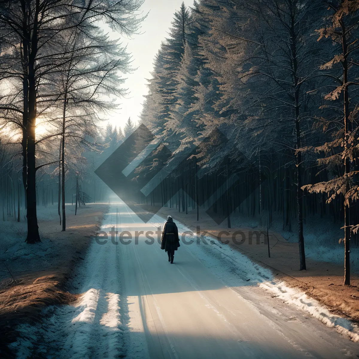Picture of Winter Wonderland: Snowy Ski Slope Amidst Frosty Forest