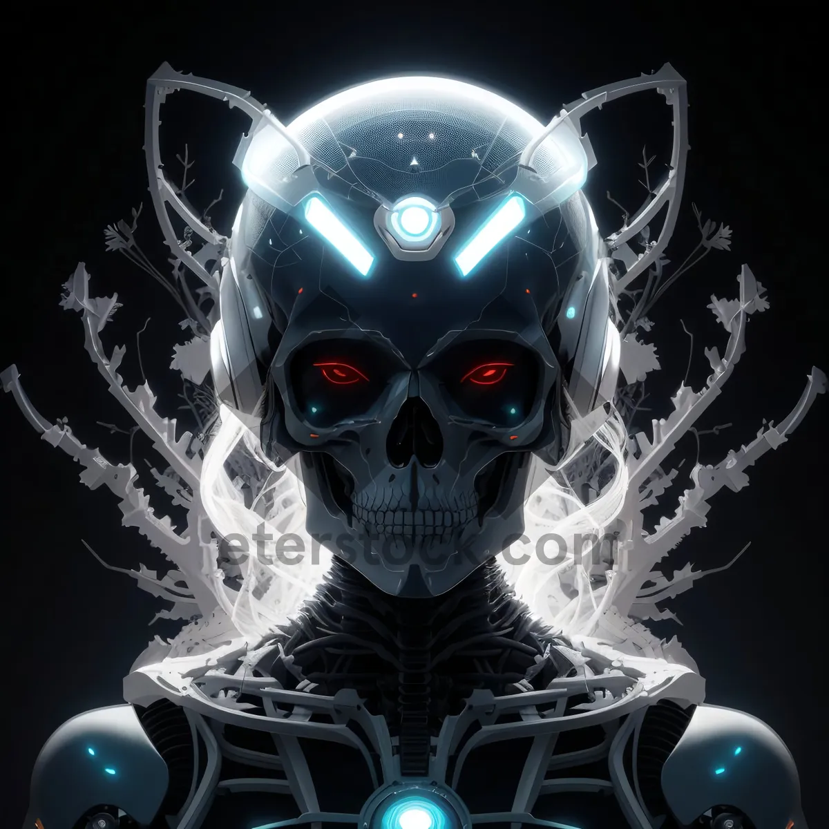 Picture of Pirate skull with black mask and spooky amulet.