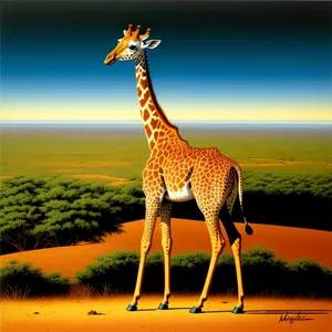 Giraffe in the Wild: Majestic Safari Creature with Spotted Coat