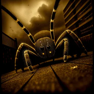 Barn Spider Weaving Intricate Web on Support Spoke