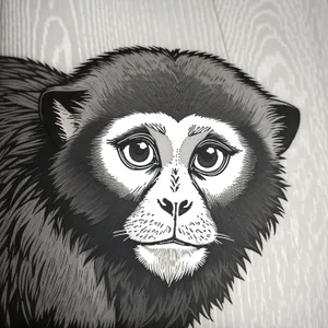 Masked Monkey Portrait with Mysterious Eyes