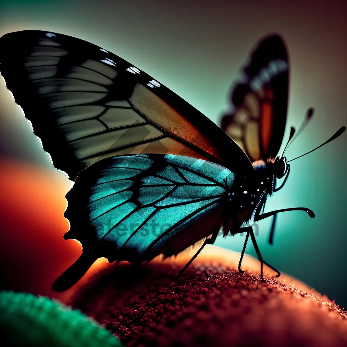 Picture of Vibrant Butterfly with Radiant Orange Wings in Flower Garden