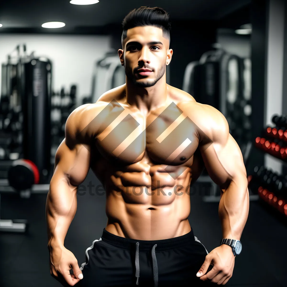 Picture of Attractive male athlete posing in studio portrait