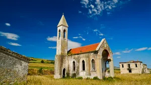 Historic Orthodox Cathedral Tower in Ancient City Skyline