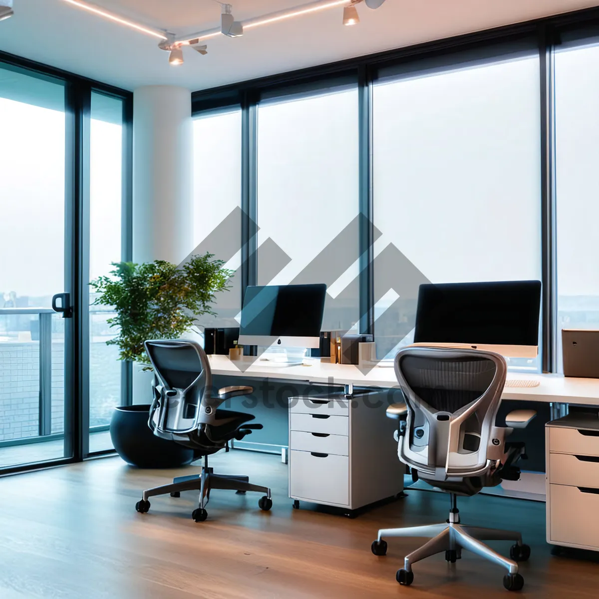 Picture of Modern office interior with luxury furniture and decor