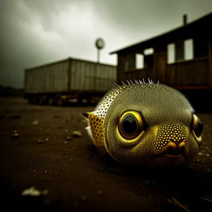 Tropical underwater puffer fish and frog.