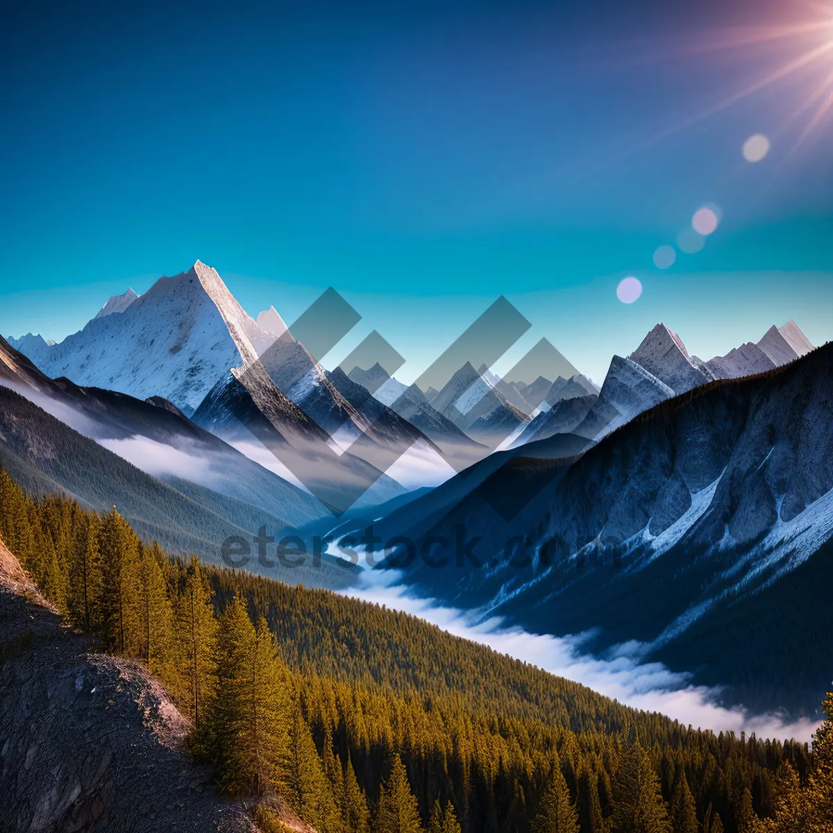 Picture of Majestic Alpine Peak Reflecting in Serene Glacier Lake