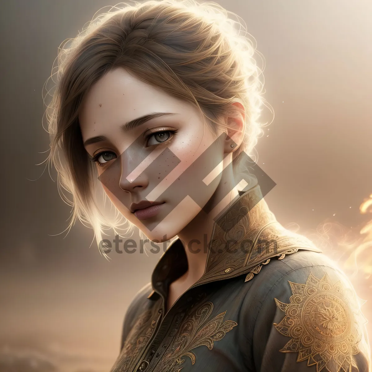 Picture of Beautiful blonde model with captivating eyes and stunning hairstyle