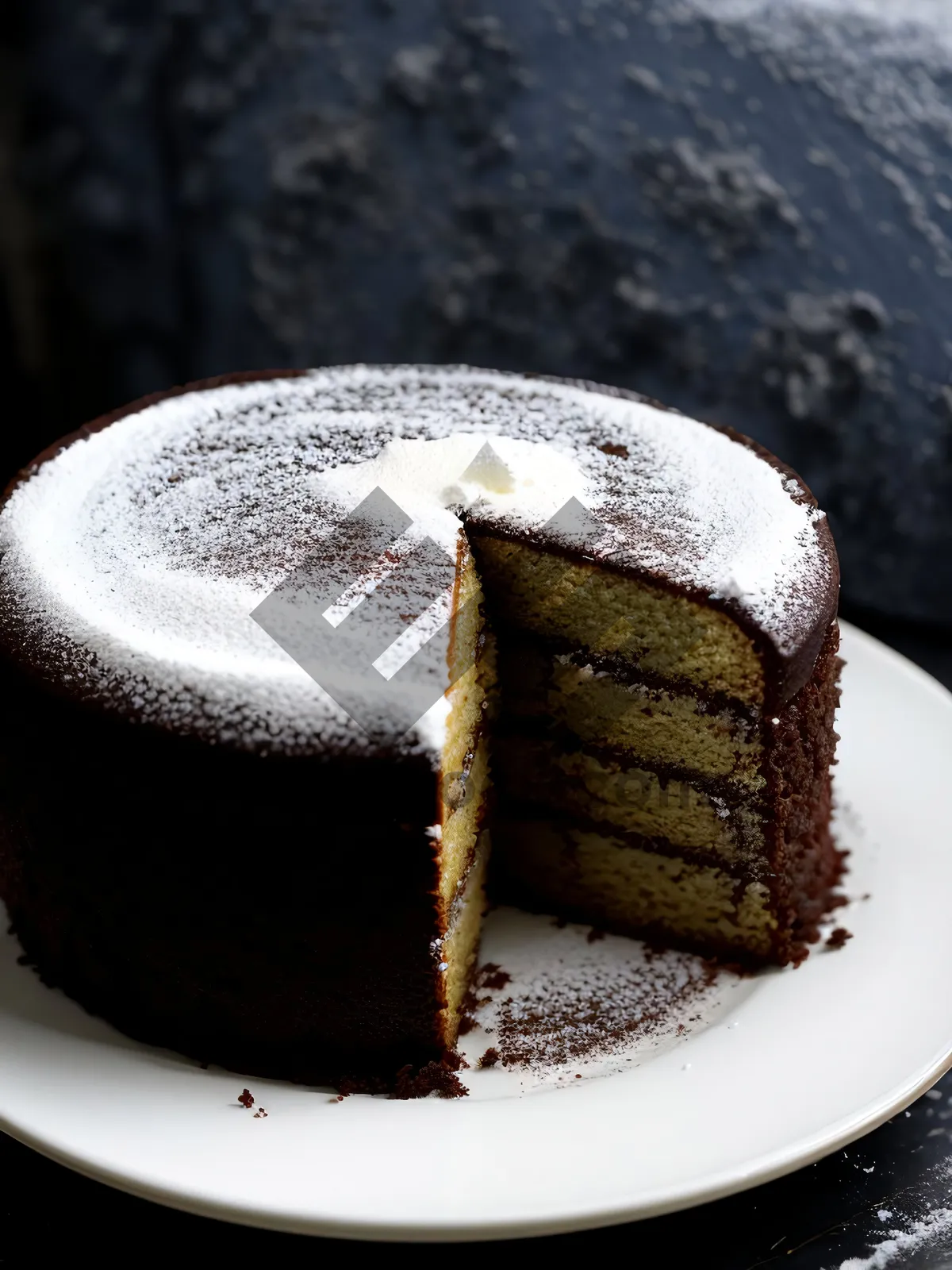 Picture of Delicious Chocolate Cake Slice on Plate