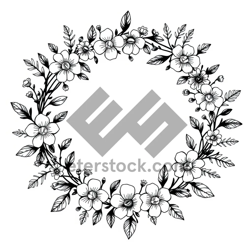 Picture of Vintage floral pattern design with ornate leaf swirls.