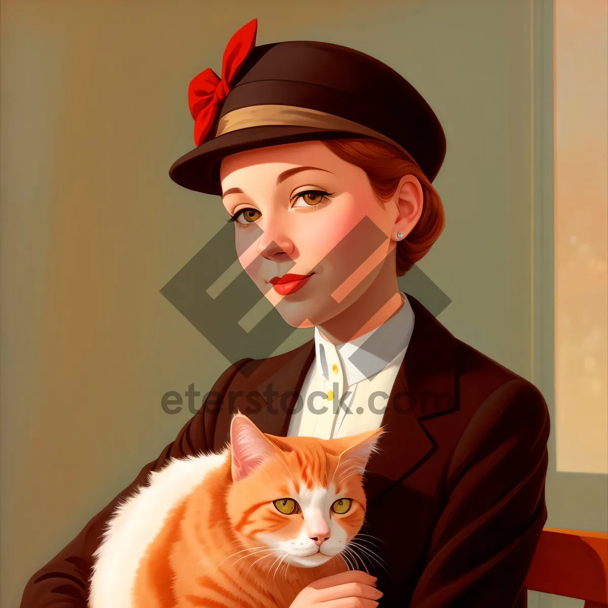 Picture of Furry Feline with Bow Tie - Adorable Cat Portrait