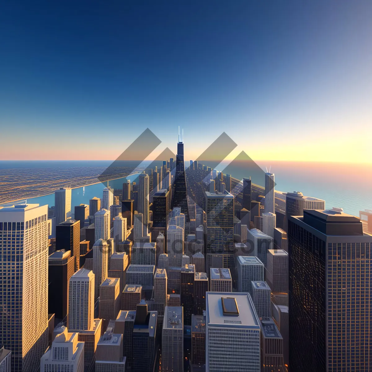 Picture of Urban Skyline at Sunset: A Modern Metropolis of Skyscrapers