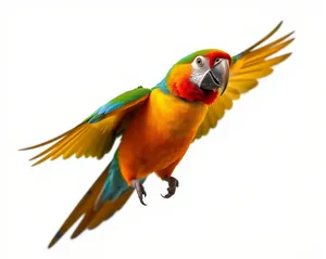 Colorful Macaw Bird with Yellow Beak in Studio Shot