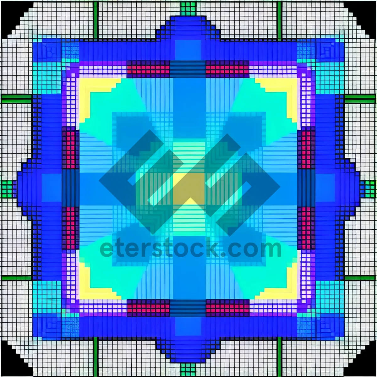 Picture of Modern Digital Mosaic Pattern: Futuristic Grid Wallpaper Design