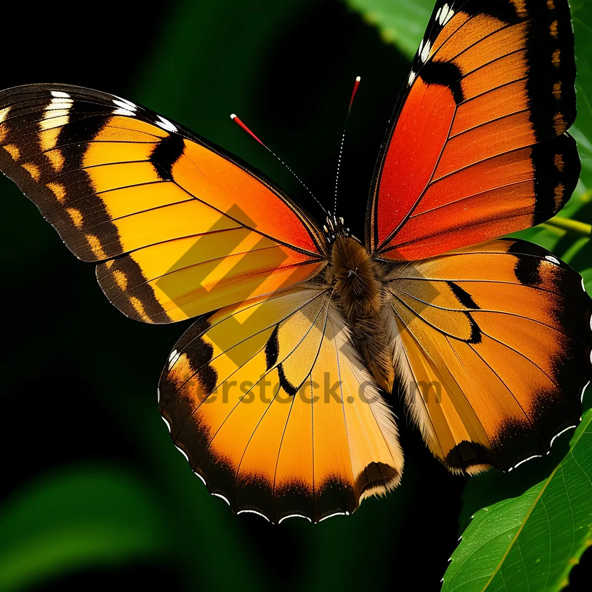 Picture of Vibrant Monarch Butterfly Sipping Nectar in Garden