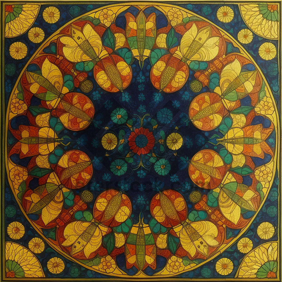 Picture of Colorful Ancient Mosaic Tile Creation: Artistic Arabesque Design