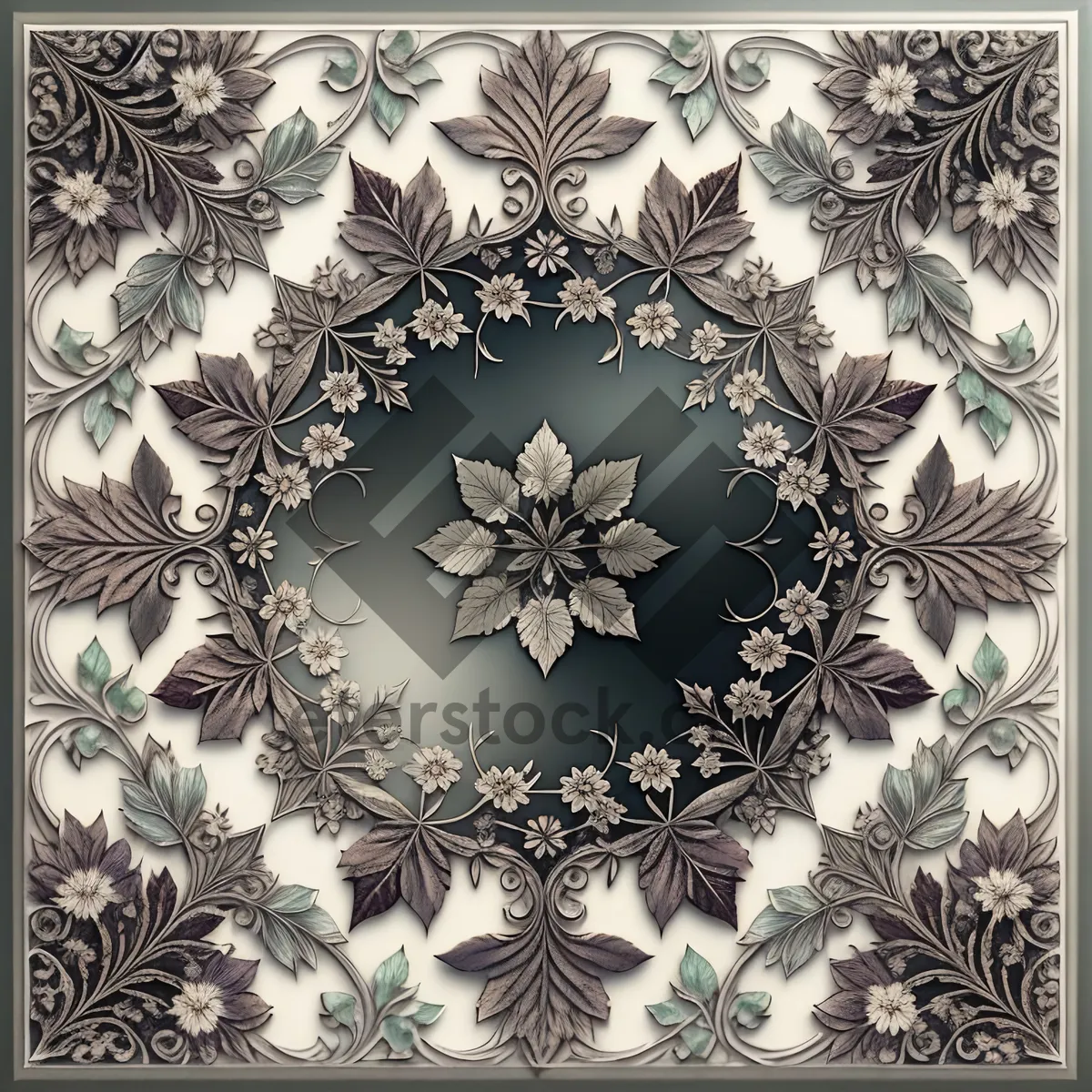 Picture of Vintage Damask Floral Wallpaper Design with Retro Ornate Elements