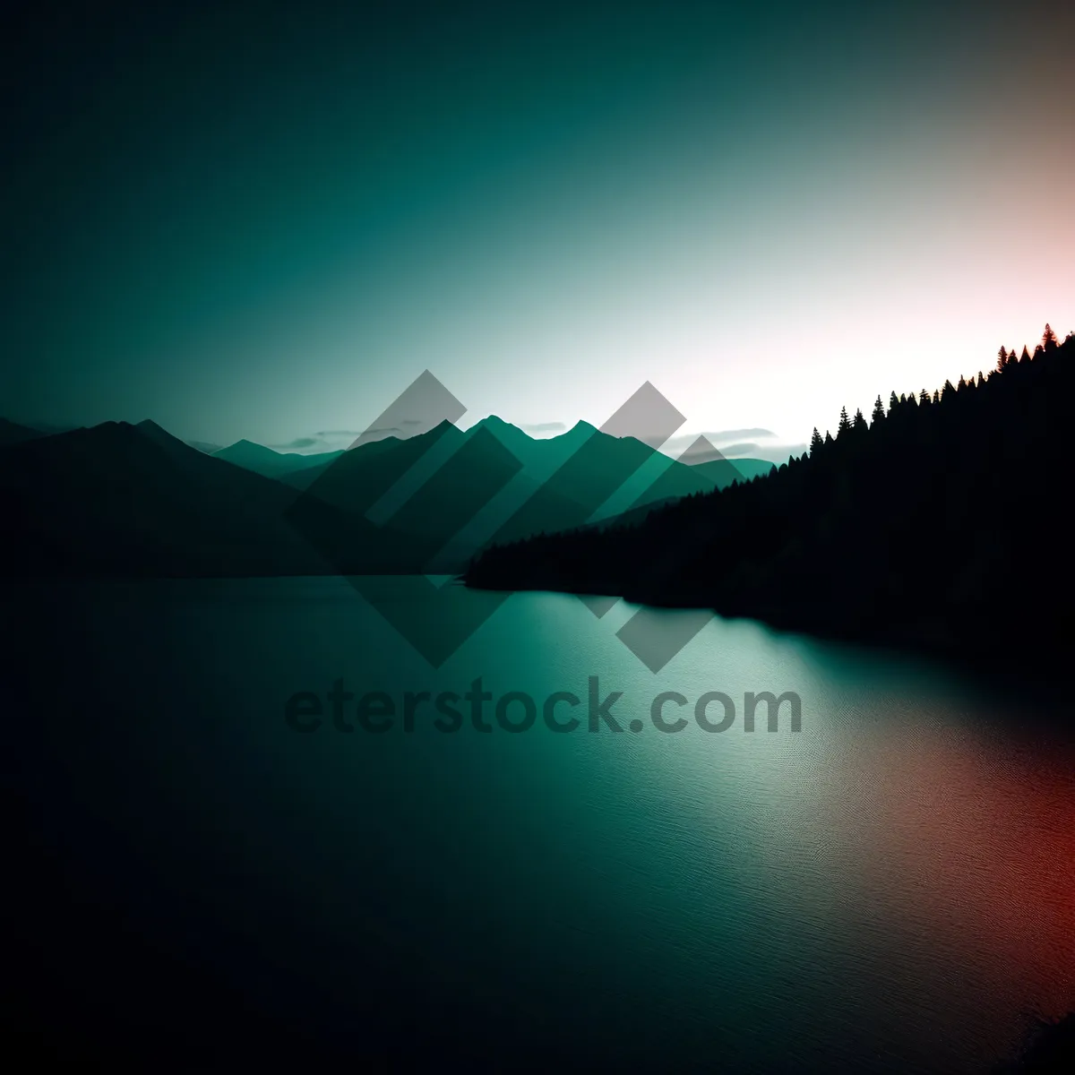 Picture of Golden Horizon: Serene Sunset over Lake