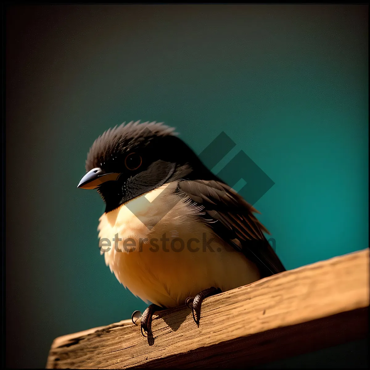 Picture of Adorable little starling perched on tree branch