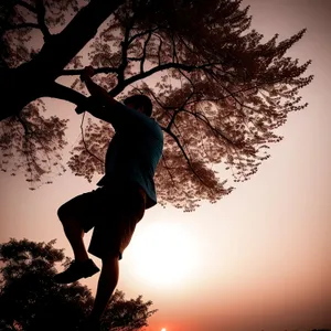 Skybound Dance: Exuberant Athlete's Dynamic Jump