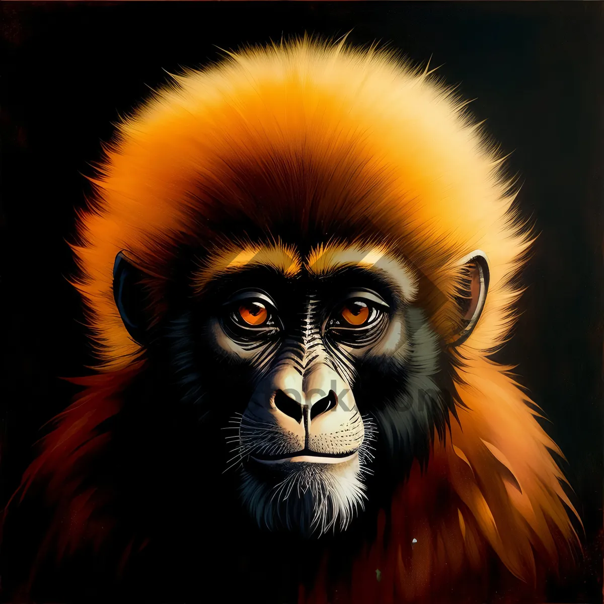 Picture of Intense Black-Furred Primate Portrait