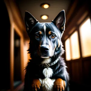 Brown Border Collie and Black Stallion Portrait