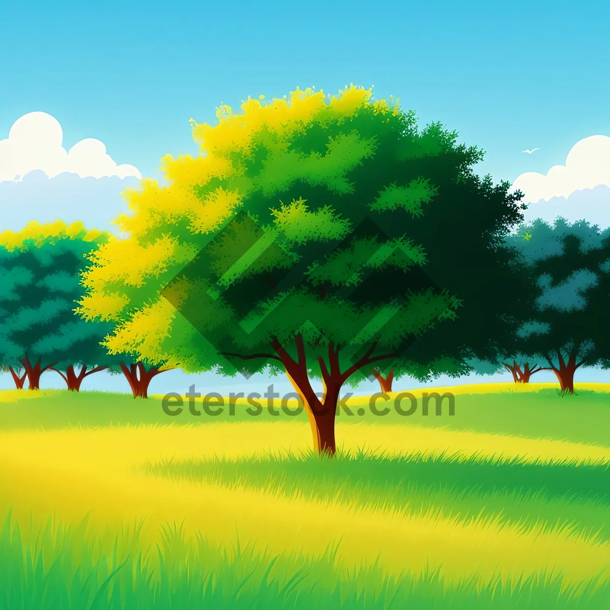 Picture of Vibrant Summer Countryside with Clear Skies