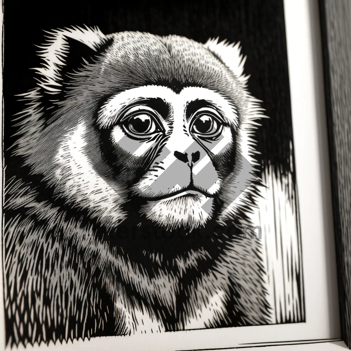 Picture of Gibbon Primate Portrait: Wild Monkey with Piercing Eyes