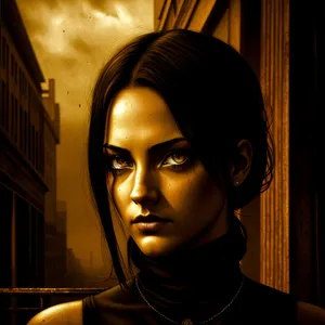 Dark and Sensual Fashion Portrait of Attractive Lady
