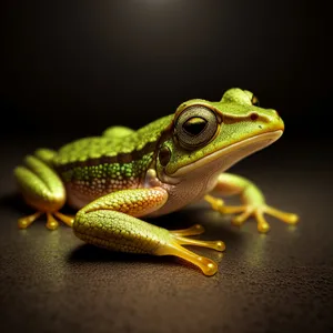 Vibrant-eyed Tree Frog Camouflaged in Lush Greenery