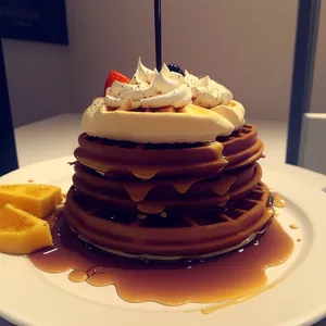 Delicious Chocolate Cake with Creamy Frosting and Fruit Topping