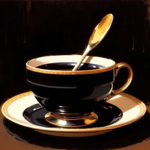 Hot Cup of Morning Coffee on Tableware