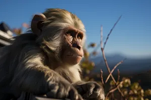 Wild Primate Monkey in Natural Jungle Wildlife Sanctuary