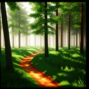 Sunlit Path Through Serene Forest