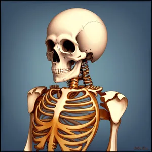 Terrifying skeletal head sculpture with spooky pose